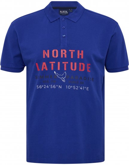 North Latitude Polo Pique Print Short Sleeve Cobalt Blue - Polo- & piqueskjorter - Poloskjorte i store størrelser - 2XL-8XL