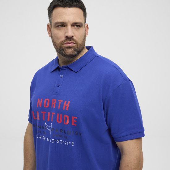 North Latitude Polo Pique Print Short Sleeve Cobalt Blue - Polo- & piqueskjorter - Poloskjorte i store størrelser - 2XL-8XL