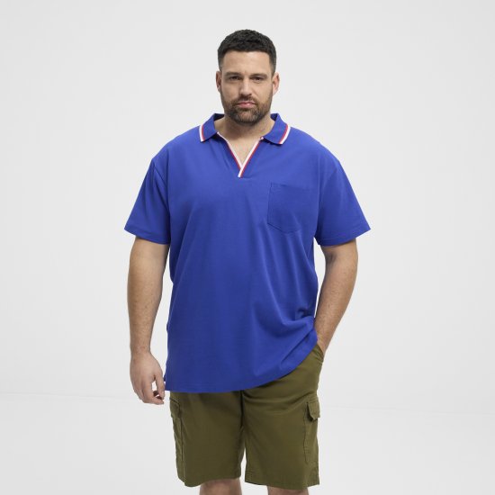 North Latitude Polo Pique V-Neck Blue - Polo- & piqueskjorter - Poloskjorte i store størrelser - 2XL-8XL