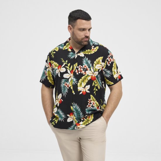 North Latitude Shirt Short Sleeve Printed Allover Black - Skjorter - Store skjorter - 2XL-8XL