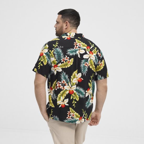 North Latitude Shirt Short Sleeve Printed Allover Black - Skjorter - Store skjorter - 2XL-8XL