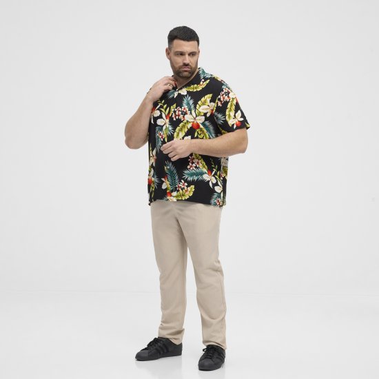 North Latitude Shirt Short Sleeve Printed Allover Black - Skjorter - Store skjorter - 2XL-8XL