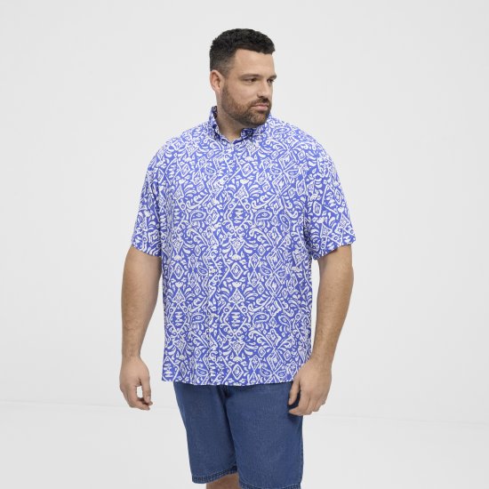 North Latitude Shirt Denim Printed Allover Blue - Skjorter - Store skjorter - 2XL-8XL