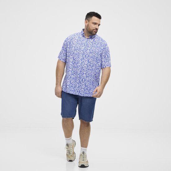 North Latitude Shirt Denim Printed Allover Blue - Skjorter - Store skjorter - 2XL-8XL