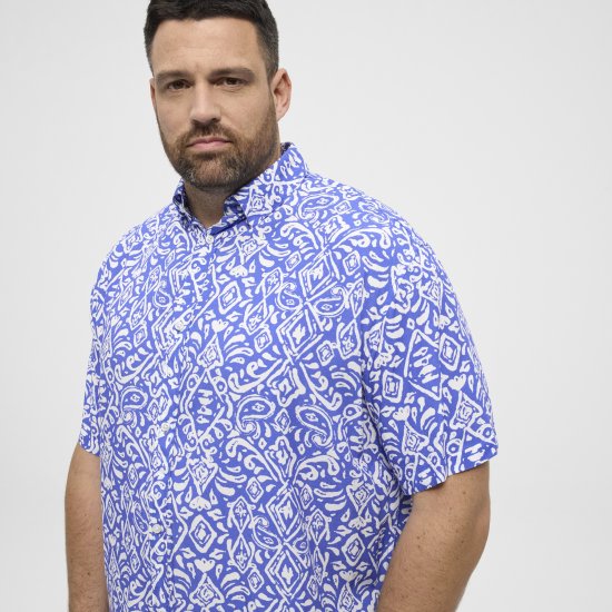 North Latitude Shirt Denim Printed Allover Blue - Skjorter - Store skjorter - 2XL-8XL