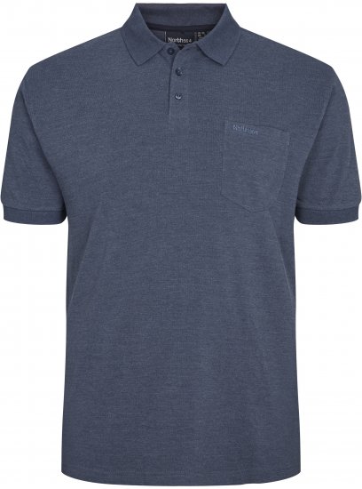 North Latitude Polo Short Sleeve Blue Melange TALL - HERREKLÆR MT-6XLT - Klær for høye menn