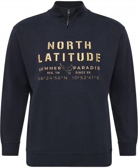 North Latitude Sweatshirt Half-Zip Navy - HERREKLÆR MT-6XLT - Klær for høye menn