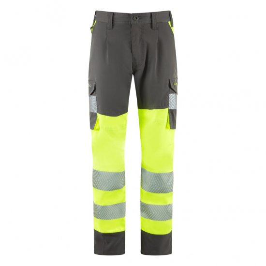 Leo Beckamoor Leo EcoViz Womens Stretch Cargo Trousers Yellow/Grey - Arbeidsklær - Arbeidsklær for damer i plus size