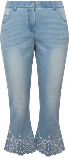 Ulla Popken Cropped Flared Eyelet Jeans Light Blue - Jeans & Bukser i Store Størrelser – Plus Size - Jeans og bukser, EU 42-70