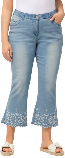 Ulla Popken Cropped Flared Eyelet Jeans Light Blue - Jeans & Bukser i Store Størrelser – Plus Size - Jeans og bukser, EU 42-70