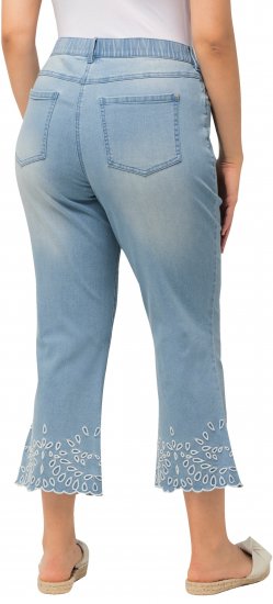 Ulla Popken Cropped Flared Eyelet Jeans Light Blue - Jeans & Bukser i Store Størrelser – Plus Size - Jeans og bukser, EU 42-70