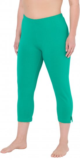 Ulla Popken Basic Stretch Knit Capris Green - Jeans & Bukser i Store Størrelser – Plus Size - Jeans og bukser, EU 42-70