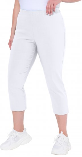 Ulla Popken Stretch Basic Bengaline Capri Pants Snow White - Jeans & Bukser i Store Størrelser – Plus Size - Jeans og bukser, EU 42-70