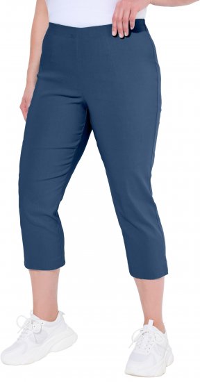 Ulla Popken Stretch Basic Bengaline Capri Pants Denim Blue - Jeans & Bukser i Store Størrelser – Plus Size - Jeans og bukser, EU 42-70
