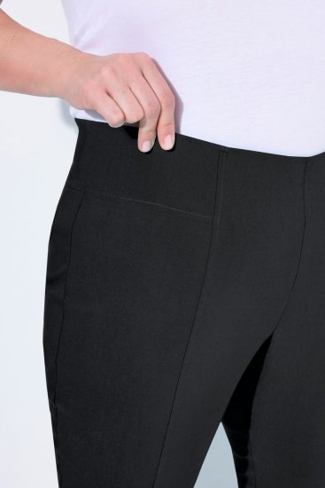 Ulla Popken Bengaline Elastic Waist Stretch Capri Pants Black - Stoffbukser - Vide bukser til dame i store størrelser