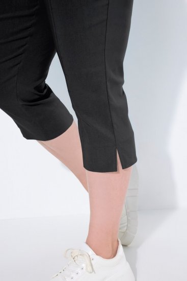 Ulla Popken Bengaline Elastic Waist Stretch Capri Pants Black - Stoffbukser - Vide bukser til dame i store størrelser