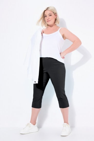 Ulla Popken Bengaline Elastic Waist Stretch Capri Pants Black - Stoffbukser - Vide bukser til dame i store størrelser
