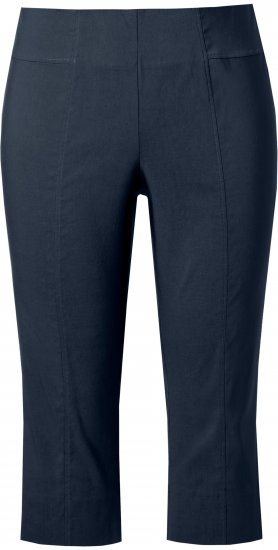 Ulla Popken Bengaline Elastic Waist Stretch Capri Pants Navy Blue - Jeans & Bukser i Store Størrelser – Plus Size - 