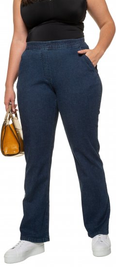 Ulla Popken Straight Leg Elastic Waist Mandy Fit Stretch Jeans Denim Blue - Jeans & Bukser i Store Størrelser – Plus Size - 