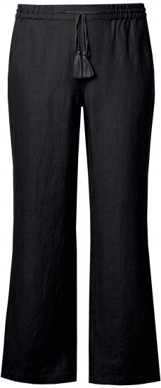 Ulla Popken Drawstring Elastic Waist Mary Fit Linen Pants Black - Jeans & Bukser i Store Størrelser – Plus Size - Jeans og bukser, EU 42-70