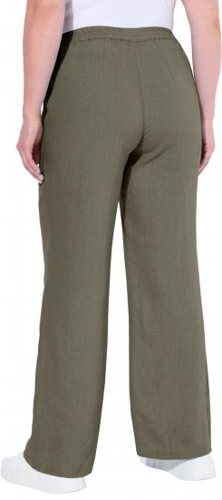 Ulla Popken Drawstring Elastic Waist Mary Fit Linen Pants Loden Green - Jeans & Bukser i Store Størrelser – Plus Size - Jeans og bukser, EU 42-70
