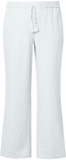 Ulla Popken Drawstring Elastic Waist Mary Fit Linen Pants Snow White - Jeans & Bukser i Store Størrelser – Plus Size - Jeans og bukser, EU 42-70