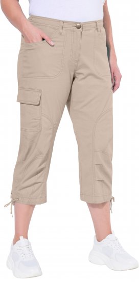 Ulla Popken Stretch Cotton Cargo Crop Pants Beige - Jeans & Bukser i Store Størrelser – Plus Size - Jeans og bukser, EU 42-70
