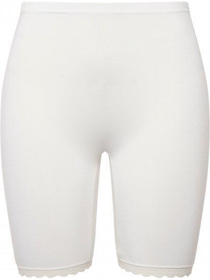 Ulla Popken Lace Hem Stretch Viscose Knit Bicycle Length Lounge Shorts White - Jeans & Bukser i Store Størrelser – Plus Size - Jeans og bukser, EU 42-70