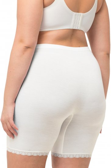 Ulla Popken Lace Hem Stretch Viscose Knit Bicycle Length Lounge Shorts White - Jeans & Bukser i Store Størrelser – Plus Size - Jeans og bukser, EU 42-70