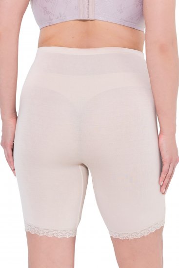 Ulla Popken Lace Hem Stretch Viscose Knit Bicycle Length Lounge Shorts Beige - Jeans & Bukser i Store Størrelser – Plus Size - Jeans og bukser, EU 42-70