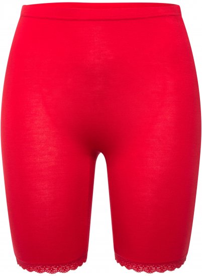 Ulla Popken Lace Hem Stretch Viscose Knit Bicycle Length Lounge Shorts Red - Jeans & Bukser i Store Størrelser – Plus Size - Jeans og bukser, EU 42-70