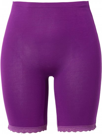 Ulla Popken Lace Hem Stretch Viscose Knit Bicycle Length Lounge Shorts Purple - Jeans & Bukser i Store Størrelser – Plus Size - Jeans og bukser, EU 42-70