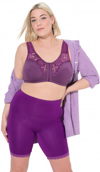 Ulla Popken Lace Hem Stretch Viscose Knit Bicycle Length Lounge Shorts Purple - Jeans & Bukser i Store Størrelser – Plus Size - Jeans og bukser, EU 42-70
