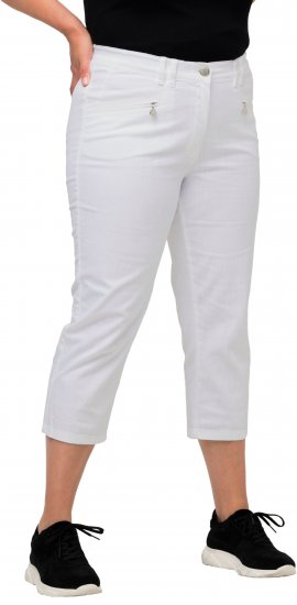 Ulla Popken Mony Stretch Capri Pants Snow White - Jeans & Bukser i Store Størrelser – Plus Size - Jeans og bukser, EU 42-70