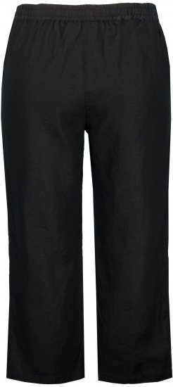Ulla Popken Cool Linen Elastic Waist Capri Pants Black - Jeans & Bukser i Store Størrelser – Plus Size - 
