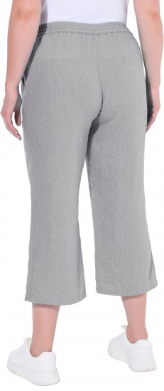 Ulla Popken Cool Linen Elastic Waist Capri Pants Light Grey Melange - Jeans & Bukser i Store Størrelser – Plus Size - Jeans og bukser, EU 42-70
