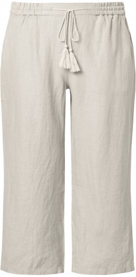 Ulla Popken Cool Linen Elastic Waist Capri Pants Brown - Jeans & Bukser i Store Størrelser – Plus Size - Jeans og bukser, EU 42-70