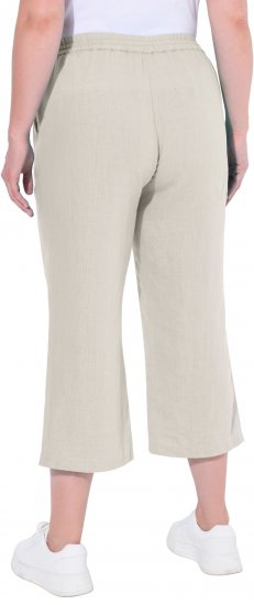 Ulla Popken Cool Linen Elastic Waist Capri Pants Brown - Jeans & Bukser i Store Størrelser – Plus Size - Jeans og bukser, EU 42-70