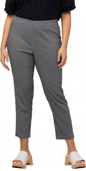Ulla Popken Check Bengaline Slim Leg Sienna Fit Stretch Crop Pants Navy - Jeans & Bukser i Store Størrelser – Plus Size - Jeans og bukser, EU 42-70
