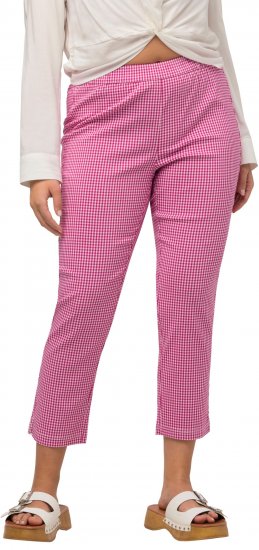 Ulla Popken Check Bengaline Slim Leg Sienna Fit Stretch Crop Pants Pale Lilac - Jeans & Bukser i Store Størrelser – Plus Size - 