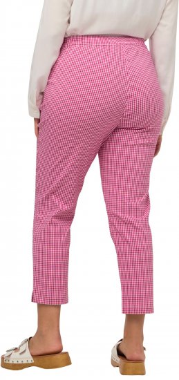 Ulla Popken Check Bengaline Slim Leg Sienna Fit Stretch Crop Pants Pale Lilac - Jeans & Bukser i Store Størrelser – Plus Size - 