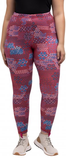 Ulla Popken Graphic Print Recycled Polyester Quick Dry Stretch Leggings Red - Jeans & Bukser i Store Størrelser – Plus Size - 