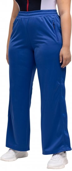 Ulla Popken Snap Placket Side Seam Wide Leg Recycled Polyester Knit Joggers Blue - Jeans & Bukser i Store Størrelser – Plus Size - 