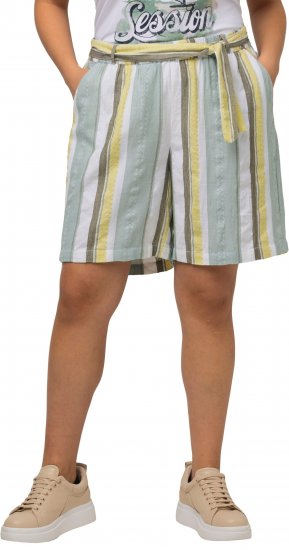 Ulla Popken Striped Wide Leg Elastic Waistband Shorts White - Jeans & Bukser i Store Størrelser – Plus Size - Jeans og bukser, EU 42-70