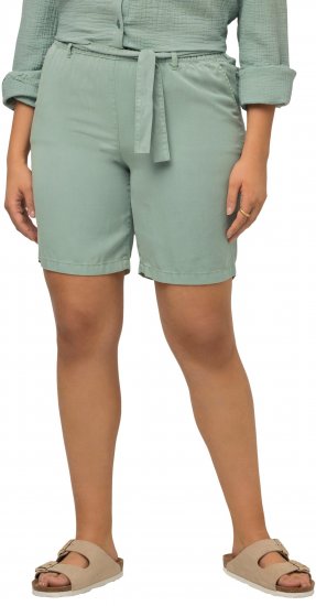 Ulla Popken Tie Belt Lyocell Shorts Moss Green - Jeans & Bukser i Store Størrelser – Plus Size - Jeans og bukser, EU 42-70