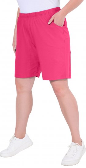 Ulla Popken Stretch Knit Bermuda Shorts Red - Jeans & Bukser i Store Størrelser – Plus Size - Jeans og bukser, EU 42-70
