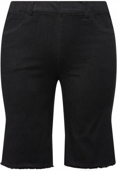 Ulla Popken Frayed Hemline Elastic Waistband Bermuda Shorts Black - Jeans & Bukser i Store Størrelser – Plus Size - Jeans og bukser, EU 42-70