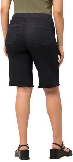 Ulla Popken Frayed Hemline Elastic Waistband Bermuda Shorts Black - Jeans & Bukser i Store Størrelser – Plus Size - Jeans og bukser, EU 42-70