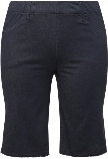 Ulla Popken Frayed Hemline Elastic Waistband Bermuda Shorts Navy - Jeans & Bukser i Store Størrelser – Plus Size - Jeans og bukser, EU 42-70