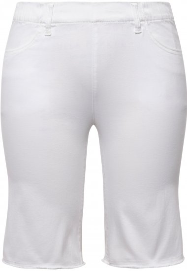 Ulla Popken Frayed Hemline Elastic Waistband Bermuda Shorts Snow White - Jeans & Bukser i Store Størrelser – Plus Size - Jeans og bukser, EU 42-70